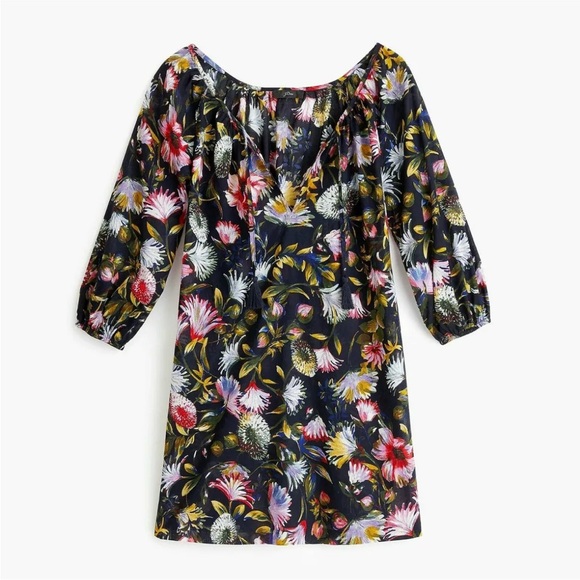 NWT J.Crew Navy Floral Swim Beach Tunic Cover Up Blouse Lightweight Cotton Sz S - Picture 3 of 7